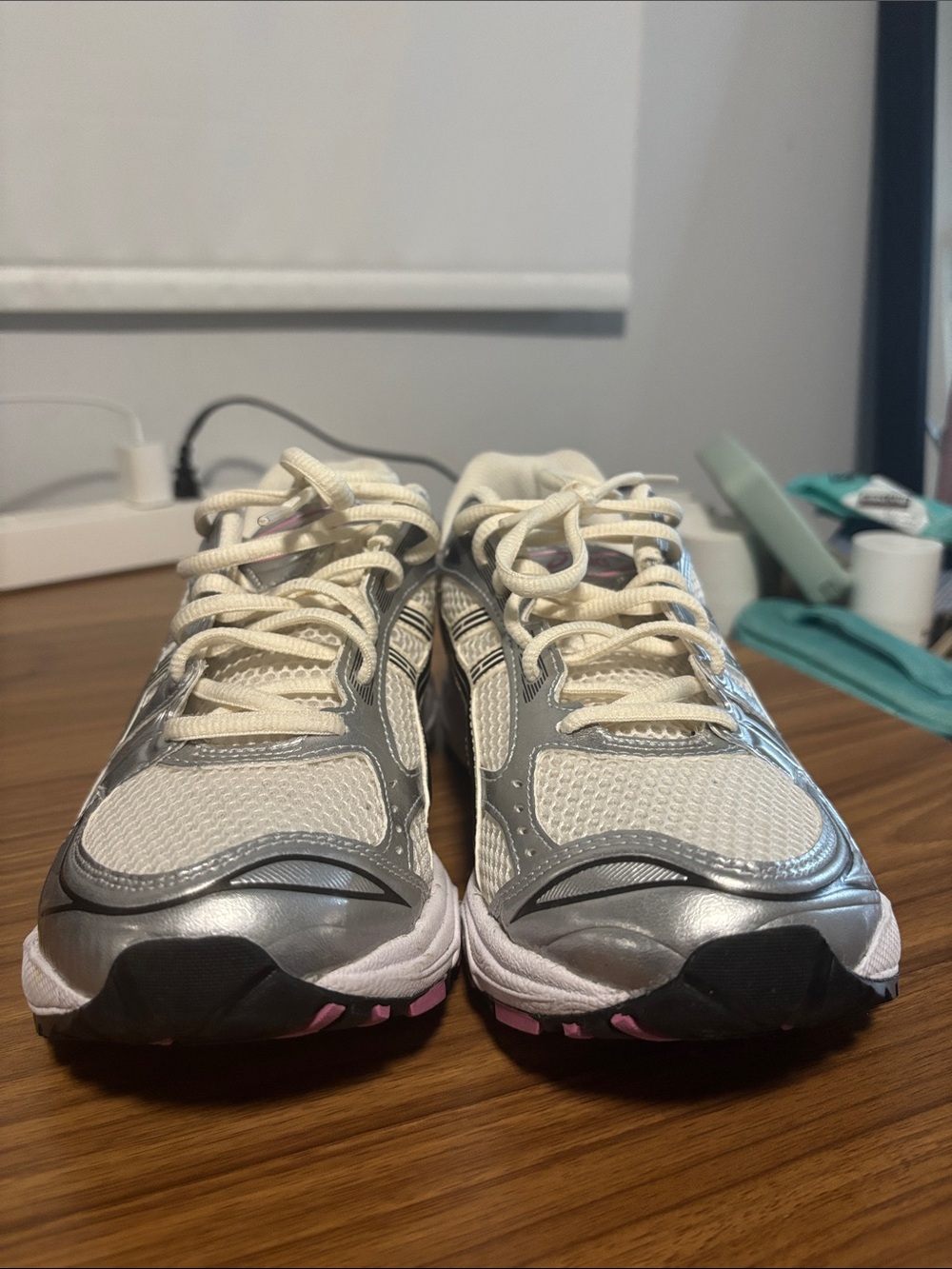 Asics Women's Silver, White & Pink Running Sneakers cream/sweet pink - Picture 3 of 7